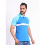 Generic Men's Casual Cotton Printed Polo Neck Half Sleeve T-Shirt (Skyblue) - Image 4