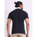 Generic Men's Casual Cotton Printed Polo Neck Half Sleeve T-Shirt (Black) - Image 2