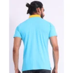 Generic Men's Casual Cotton Printed Polo Neck Half Sleeve T-Shirt (Skyblue) - Image 2