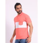 Generic Men's Casual Cotton Printed Polo Neck Half Sleeve T-Shirt (Pink) - Image 3