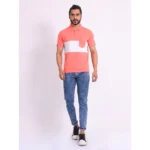 Generic Men's Casual Cotton Printed Polo Neck Half Sleeve T-Shirt (Pink) - Image 7