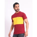 Generic Men's Casual Cotton Printed Round Neck Half Sleeve T-Shirt (Maroon) - Image 3