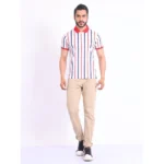 Generic Men's Casual Cotton Printed Polo Neck Half Sleeve T-Shirt (White) - Image 7