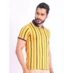 Generic Men's Casual Cotton Printed Polo Neck Half Sleeve T-Shirt (Mustard) - Image 4
