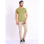 Generic Men's Casual Cotton Printed Polo Neck Half Sleeve T-Shirt (Mustard) - Image 7