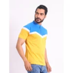 Generic Men's Casual Cotton Printed Polo Neck Half Sleeve T-Shirt (Yellow) - Image 3