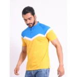 Generic Men's Casual Cotton Printed Polo Neck Half Sleeve T-Shirt (Yellow) - Image 4