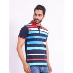 Generic Men's Casual Cotton Printed Polo Neck Half Sleeve T-Shirt (Navy) - Image 4