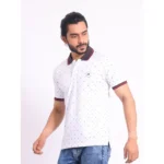 Generic Men's Casual Cotton Printed Polo Neck Half Sleeve T-Shirt (White) - Image 3