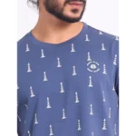 Generic Men's Casual Cotton Printed Round Neck Half Sleeve T-Shirt (Blue) - Image 6