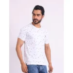 Generic Men's Casual Cotton Printed Round Neck Half Sleeve T-Shirt (White) - Image 4