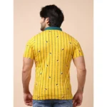 Generic Men's Casual Cotton Printed Polo Neck Half Sleeve T-Shirt (Yellow) - Image 2