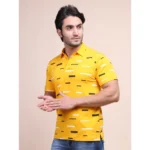 Generic Men's Casual Cotton Printed Polo Neck Half Sleeve T-Shirt (Turmeric) - Image 3