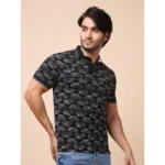 Generic Men's Casual Cotton Printed Polo Neck Half Sleeve T-Shirt (Black) - Image 4