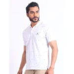 Generic Men's Casual Cotton Printed Polo Neck Half Sleeve T-Shirt (White) - Image 4