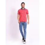 Generic Men's Casual Cotton Printed Polo Neck Half Sleeve T-Shirt (Red) - Image 7