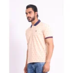 Generic Men's Casual Cotton Printed Polo Neck Half Sleeve T-Shirt (Peach) - Image 4
