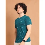 Generic Men's Casual Cotton Printed Round Neck Half Sleeve T-Shirt (Green) - Image 4