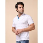Generic Men's Casual Cotton Printed Polo Neck Half Sleeve T-Shirt (White) - Image 3
