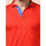 Generic Men's Casual Cotton Printed Polo Neck Half Sleeve T-Shirt (Red) - Image 6