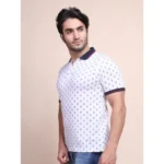 Generic Men's Casual Cotton Printed Polo Neck Half Sleeve T-Shirt (White) - Image 4