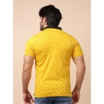 Generic Men's Casual Cotton Printed Polo Neck Half Sleeve T-Shirt (Yellow) - Image 2