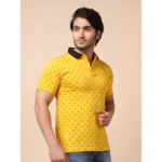 Generic Men's Casual Cotton Printed Polo Neck Half Sleeve T-Shirt (Yellow) - Image 4