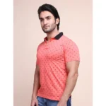 Generic Men's Casual Cotton Printed Polo Neck Half Sleeve T-Shirt (Red) - Image 3
