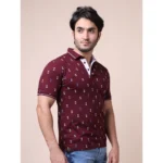 Generic Men's Casual Cotton Printed Polo Neck Half Sleeve T-Shirt (Plum) - Image 4