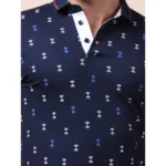 Generic Men's Casual Cotton Printed Polo Neck Half Sleeve T-Shirt (Navy) - Image 6