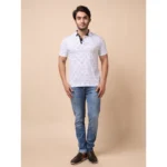 Generic Men's Casual Cotton Printed Polo Neck Half Sleeve T-Shirt (White) - Image 7