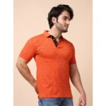 Generic Men's Casual Cotton Printed Polo Neck Half Sleeve T-Shirt (Rust) - Image 4