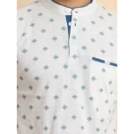 Generic Men's Casual Cotton Printed Mandarin Collar Half Sleeve T-Shirt (Offwhite) - Image 6