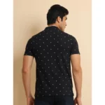 Generic Men's Casual Cotton Printed Mandarin Collar Half Sleeve T-Shirt (Black) - Image 2