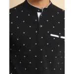 Generic Men's Casual Cotton Printed Mandarin Collar Half Sleeve T-Shirt (Black) - Image 6