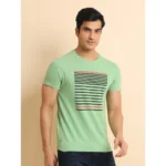 Generic Men's Casual Cotton Printed Round Neck Half Sleeve T-Shirt (Green) - Image 3