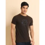 Generic Men's Casual Cotton Printed Round Neck Half Sleeve T-Shirt (Brown) - Image 3