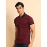 Generic Men's Casual Cotton Printed Polo Neck Half Sleeve T-Shirt (Plum) - Image 4