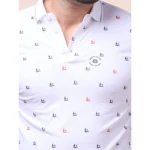 Generic Men's Casual Cotton Printed Polo Neck Half Sleeve T-Shirt (White) - Image 2