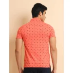 Generic Men's Casual Cotton Printed Polo Neck Half Sleeve T-Shirt (Orange) - Image 3