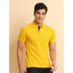Generic Men's Casual Cotton Printed Polo Neck Half Sleeve T-Shirt (Yellow) - Image 3