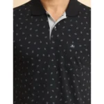 Generic Men's Casual Cotton Printed Polo Neck Half Sleeve T-Shirt (Black) - Image 6