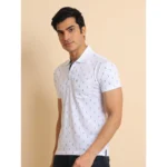 Generic Men's Casual Cotton Printed Polo Neck Half Sleeve T-Shirt (White) - Image 4