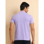 Generic Men's Casual Cotton Printed Mandarin Collar Half Sleeve T-Shirt (Lavender) - Image 2