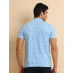 Generic Men's Casual Cotton Printed Mandarin Collar Half Sleeve T-Shirt (Skyblue) - Image 2