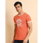 Generic Men's Casual Cotton Printed Round Neck Half Sleeve T-Shirt (Rust) - Image 4