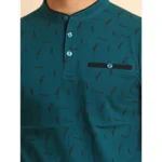 Generic Men's Casual Cotton Printed Mandarin Collar Half Sleeve T-Shirt (Green) - Image 6