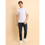 Generic Men's Casual Cotton Printed Mandarin Collar Half Sleeve T-Shirt (White) - Image 7