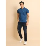 Generic Men's Casual Cotton Printed Polo Neck Half Sleeve T-Shirt (Blue) - Image 7