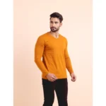 Generic Men's Casual Cotton Solid V Neck Full Sleeve T-Shirt  (Mustard) - Image 4